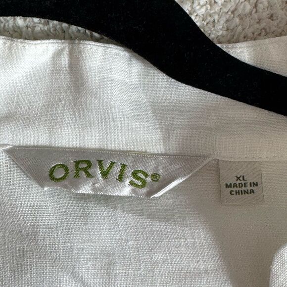 Orvis Top Womens size X Large Linen embroidered Minimalist Boho shirt Gauze - Picture 5 of 10